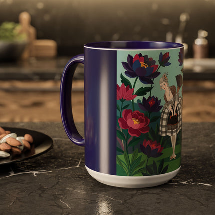 The Lady Of The Lotus Garden Colorful Mugs – Art Deco Botanical Elegance