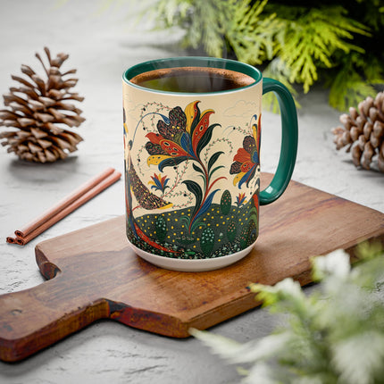 🌺🦋 The Enchanted Floral Voyage Colorful Mug – Art Deco Botanical Whimsy