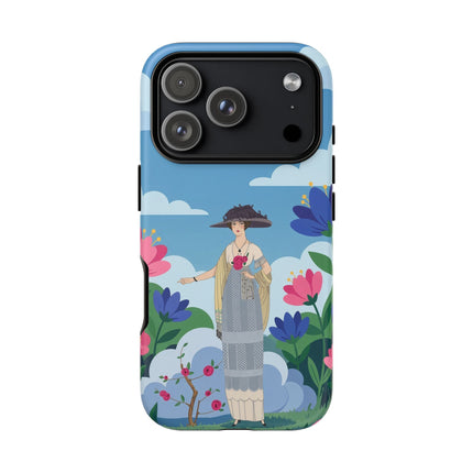 🌸🎩 The Lady Of The Grand Flower Garden Phone Case – Art Deco Fashion Illustration