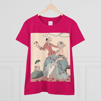 🌹🎀 The Rose Garden Courtship Cotton Tee – Art Deco Romantic Fashion