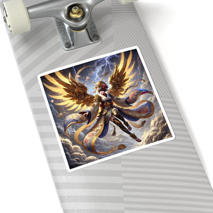Valkyrie Descending Through Storm Kiss-Cut Stickers (4 Stickers)