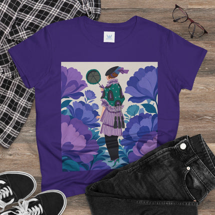 💜🌸 The Violet Garden Promenade Cotton Tee – Art Deco Floral Fashion