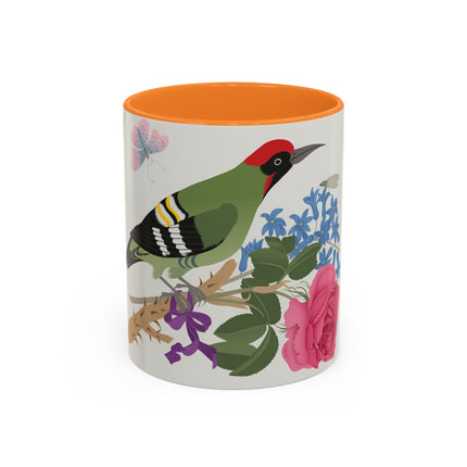 Woodpecker & Rose Colorful Mugs – Vibrant Spring & Bold Beauty