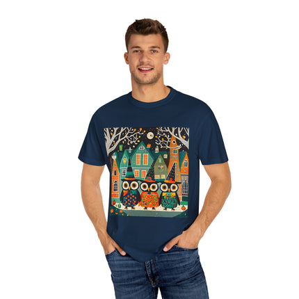 Night of the Trick-or-Treating Owlets Unisex Garment-Dyed T-shirt
