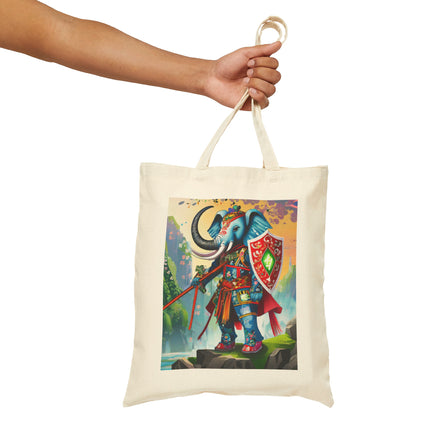 Cyberpunk Elephant Cotton Canvas Tote Bag
