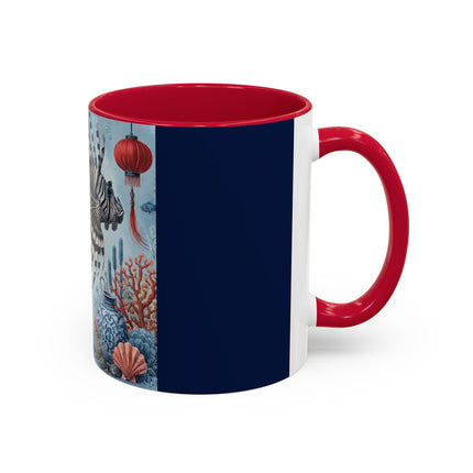 Lionfish & Lantern Colorful Mug – Mystical Ocean & Asian Harmony