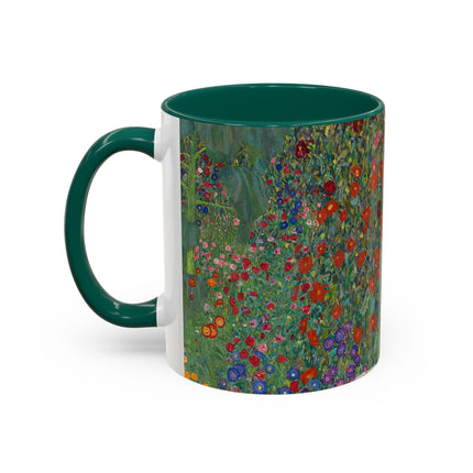 Farm Garden with Sunflowers by Gustav Klimt Colorful Mugs (11oz, 15oz)