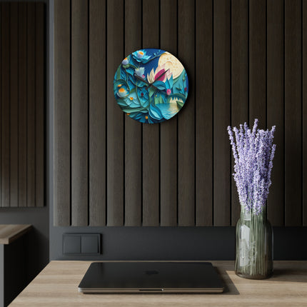 Ethereal Moonlit Lake Acrylic Wall Clock, Round and Square