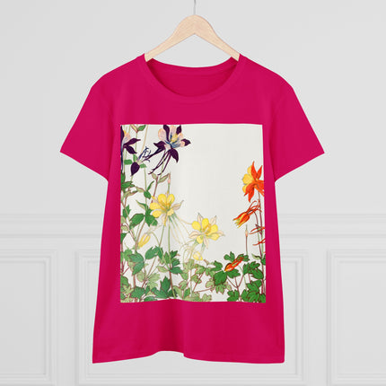 Aquilegia Flowers by Tanigami Kônan Women's Midweight Cotton Tee