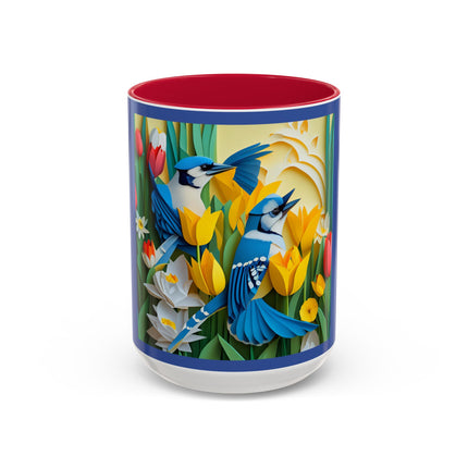 Blue Jays in a Spring Garden Colorful Mugs (11oz, 15oz)