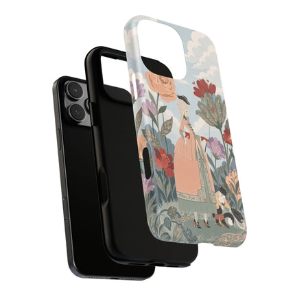 🌹🐈 The Lady And Puss In Boots Phone Case – Art Deco Floral Whimsy