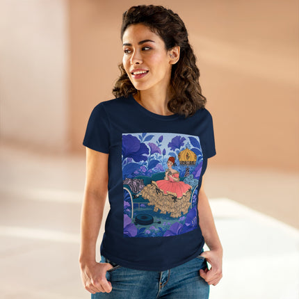 🌸🛋️ The Enchanted Garden Repose Cotton Tee – Art Deco Floral Whimsy