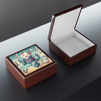 Geisha Kitten by the Seaside Jewelry Box