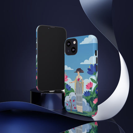 🌸🎩 The Lady Of The Grand Flower Garden Phone Case – Art Deco Fashion Illustration