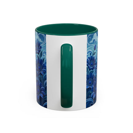 💙🌸 The Sapphire Wind Dancer Colorful Mug – Art Deco Floral Fantasy