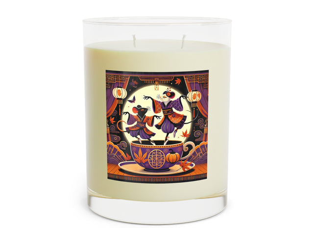Theatrical Halloween Kabuki Mice on Teacup Scented Candle - Full Glass, 11oz