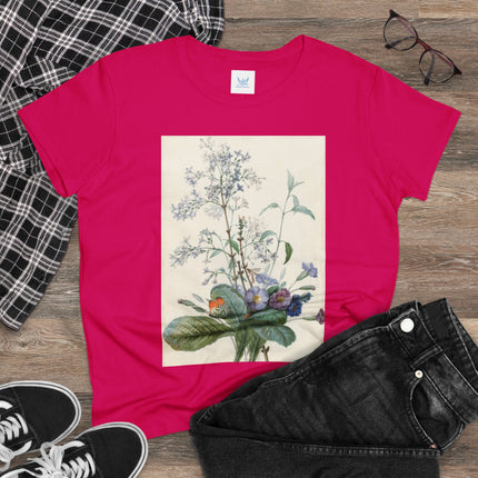 A Bouquet of Flowers with Insects by Pierre Joseph Redouté Women's Midweight Cotton Tee