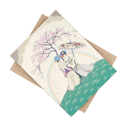 🌈☂️ Beneath The Rainbow Tree Ceramic Tile – Art Deco Spring Fantasy