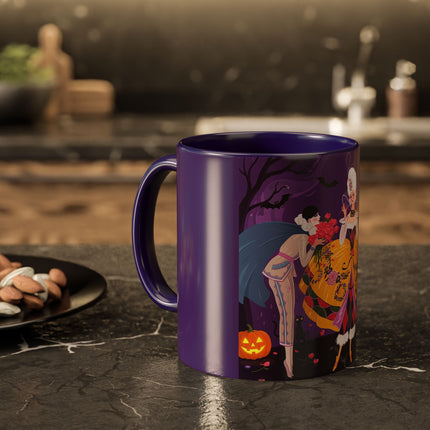🎭🌹 The Harlequin Rose Masquerade Colorful Mug – Theatrical Halloween Romance