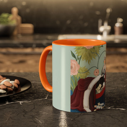 The Lady Of The Scarlet Chaise Colorful Mugs – Art Deco Romantic Elegance
