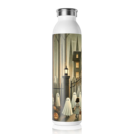 Ghostly Welcome – A Halloween Night Slim Water Bottle