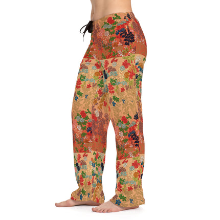 Japanese Fan Flower Pattern by G.A. Audsley Women's Pajama Pants (AOP)