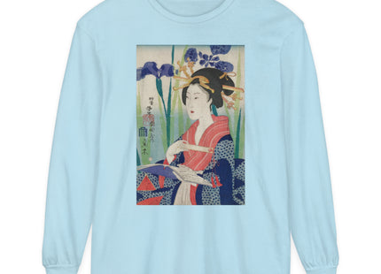 Woman with Bookmark and Book Garment-dyed Long Sleeve T-Shirt