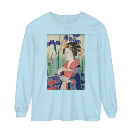 Woman with Bookmark and Book Garment-dyed Long Sleeve T-Shirt