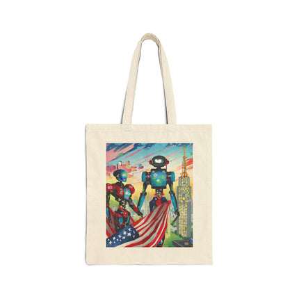 High Fashion Cyberpunk CIA Robots Cotton Canvas Tote Bag