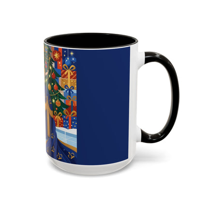 👑🎄 The Christmas Queen Of Golden Bells Colorful Mug – Art Deco Holiday Elegance