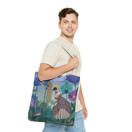 🦚🌸 The Lady Of The Peacock Garden Tote Bag – Art Deco Floral Fantasy