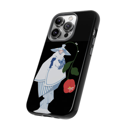 Blue & White Porcelain Geisha Phone Case – Elegant Mystery & Floral Grace