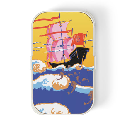 Gilded Voyage: Pink Sails & Flying Fish Bento Lunch Box