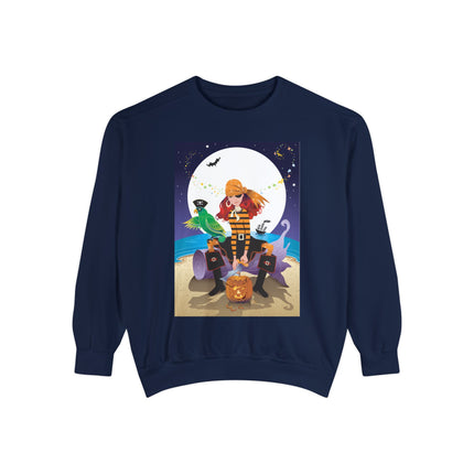 Moonlit Pirate Halloween Unisex Garment-Dyed Sweatshirt