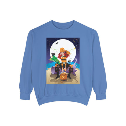 Moonlit Pirate Halloween Unisex Garment-Dyed Sweatshirt