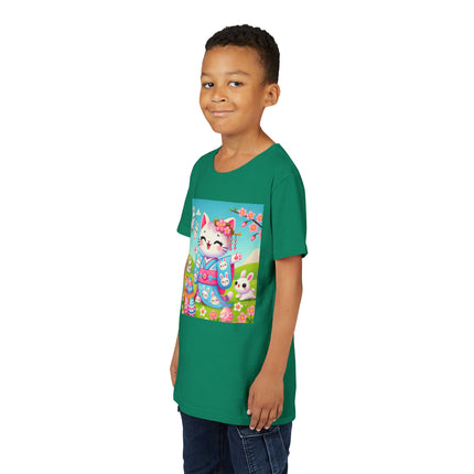 Springtime Kitten’s Easter Joy Youth Short Sleeve Tee