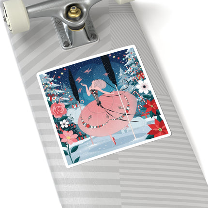 🎠❄️ The Christmas Carousel Dream Kiss-Cut Sticker – Art Deco Holiday Fantasy
