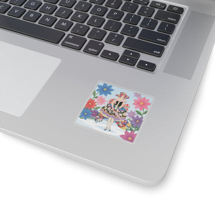 🌸❄️ The Winter Blossom Stroll Kiss-Cut Sticker – Art Deco Snow Garden Fantasy