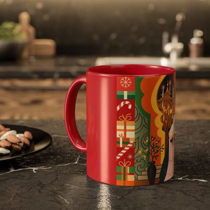 ❤️ The Lady Of The Candlelit Christmas Alcove Colorful Mug – Art Deco Holiday Elegance