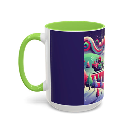 Festive Reindeer Flight Colorful Mugs (11oz, 15oz)