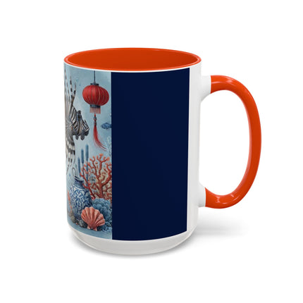 Lionfish & Lantern Colorful Mug – Mystical Ocean & Asian Harmony