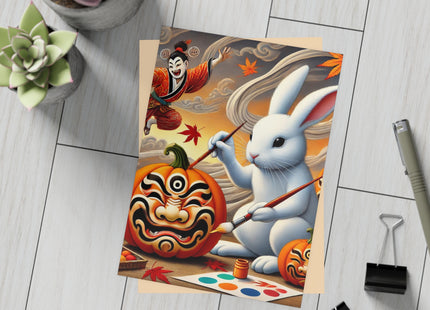 Halloween Rabbit’s Kabuki Jack-o’-Lanterns Postcards (envelopes included) - Bundles of 10, 30, 50 Pieces