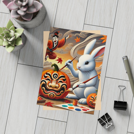 Halloween Rabbit’s Kabuki Jack-o’-Lanterns Postcards (envelopes included) - Bundles of 10, 30, 50 Pieces