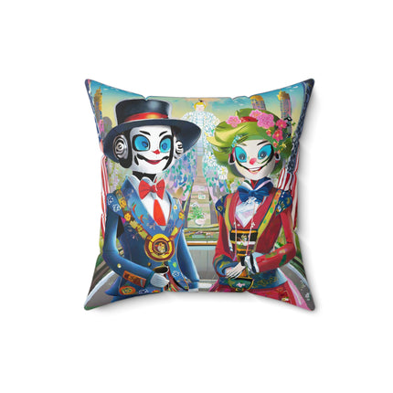Cyber Punk Robots Spun Polyester Square Pillow