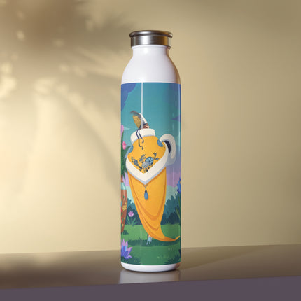 🌺💛 The Golden Garden Empress Slim Water Bottle – Art Deco Floral Elegance