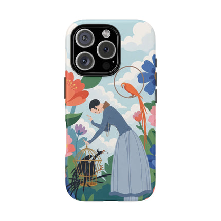 🦜🌺 The Lady Of The Garden Aviary Phone Case – Art Deco Floral Whimsy