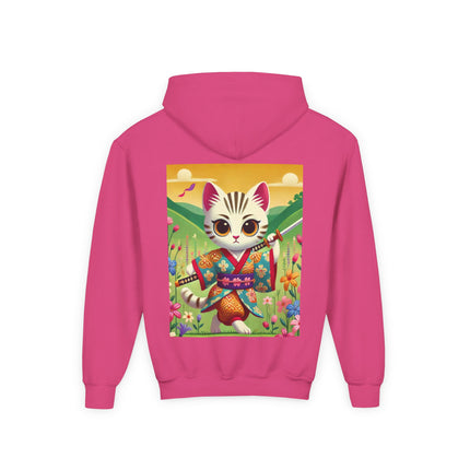 Samurai Kitten Youth Hooded Sweatshirt – Bold Adventure & Playful Spirit