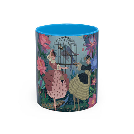 The Ladies And The Enchanted Macaw Colorful Mugs – Art Deco Botanical Elegance