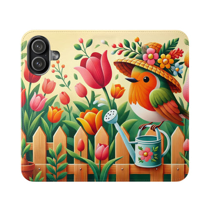 🌷🐦 The Little Garden Tender Flip Case – Sunshine, Care & Storybook Charm
