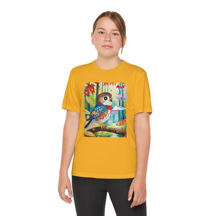 Baby Hawk Plays in Forest Youth Competitor Tee